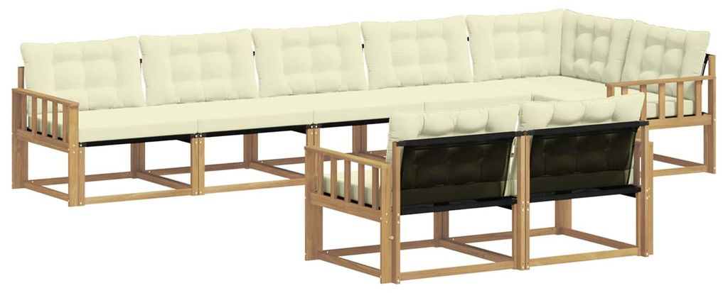 vidaXL Outdoor-Sofagarnitur mit Kissen 8 pcs Weiß und Creme