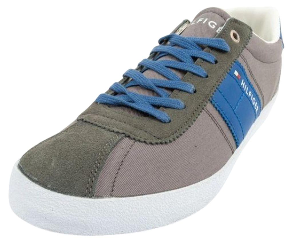 Tommy Hilfiger - Herren Sneaker, Kontrast, Leder PP5115 (43 EU) (Grau/Blau)