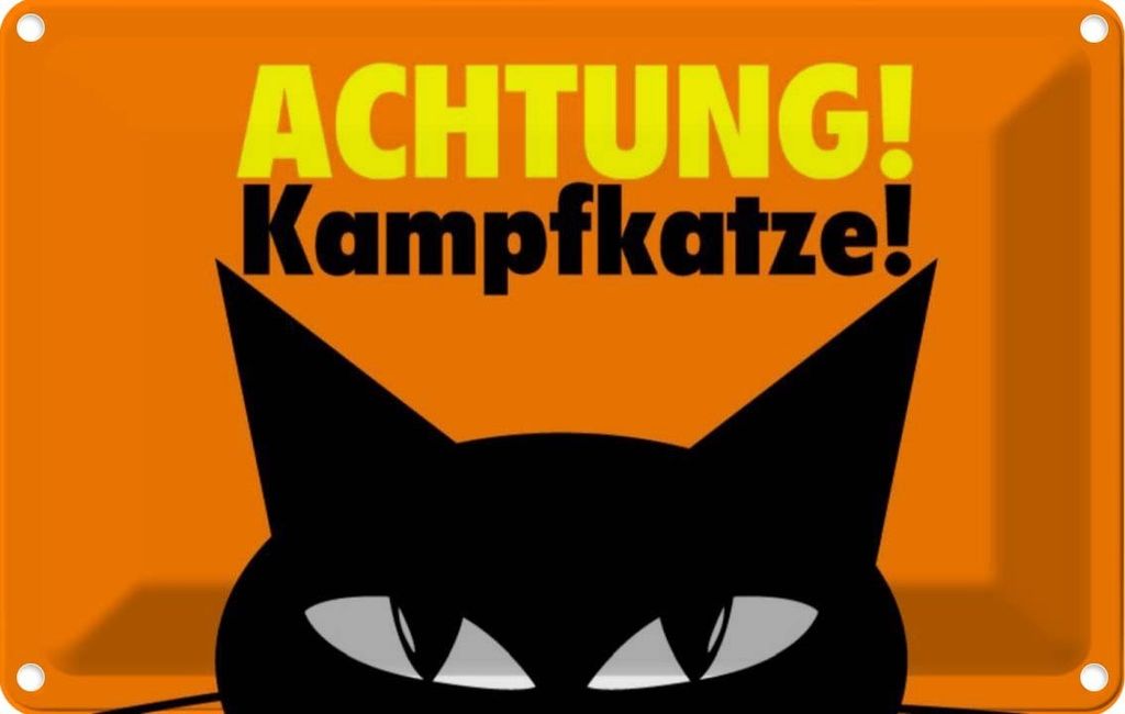 vianmo Blechschild 12x18 cm Achtung Kampfkatze Katze Tier Haustier