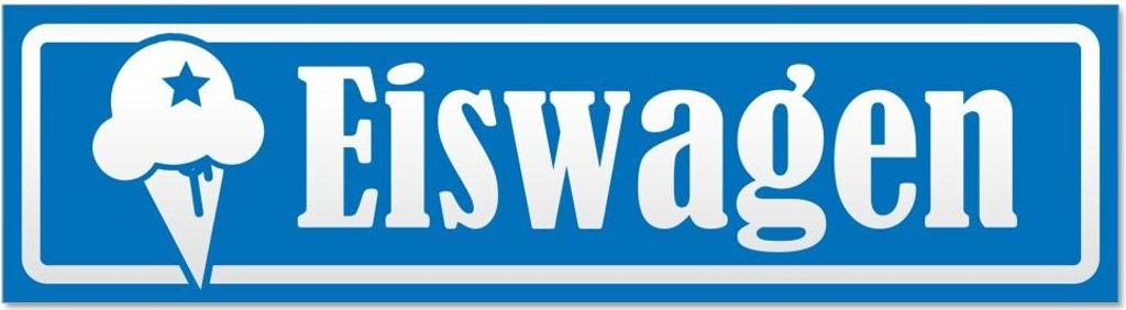 Kiwistar Eiswagen invertiert Magnetschild Schild magnetisch - 20cm Blau - Magnetfolie für Auto PKW Kfz