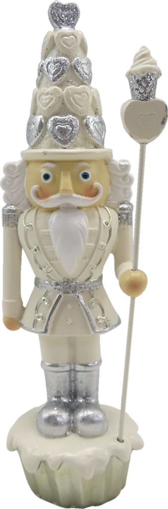 Clayre & Eef Figur Nussknacker 16 cm Weiß Silberfarbig Kunststoff
