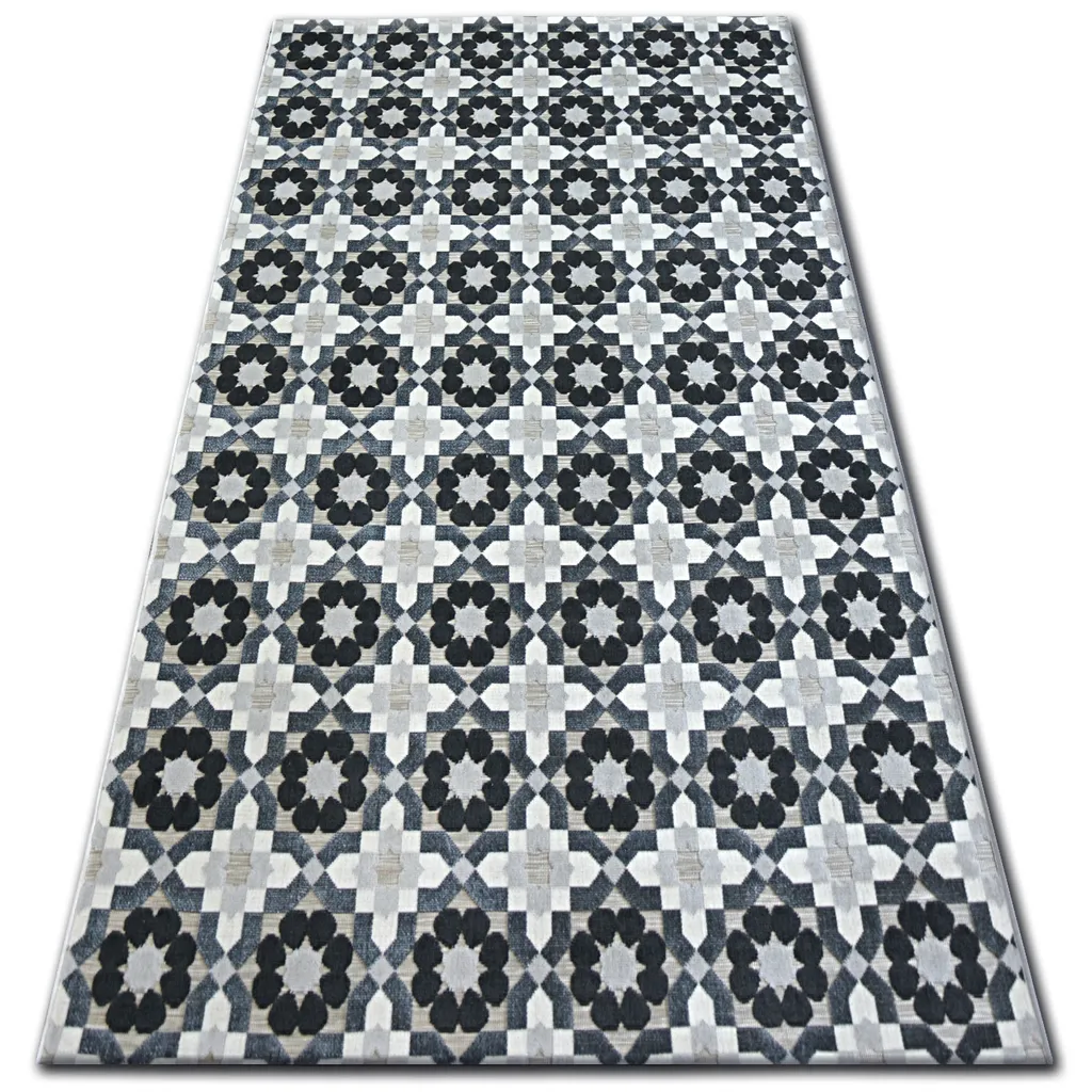 Tapis à Motifs Floraux Gris Lisboa 80x150 cm pour Décoration Intérieure