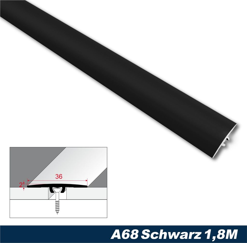 Effector Übergangsprofile aus eloxiertem Aluminium - Übergangsschiene Bodenleiste - (1,8 Meter schwarz) Alu Bodenprofil Übergangsleisten rostfrei