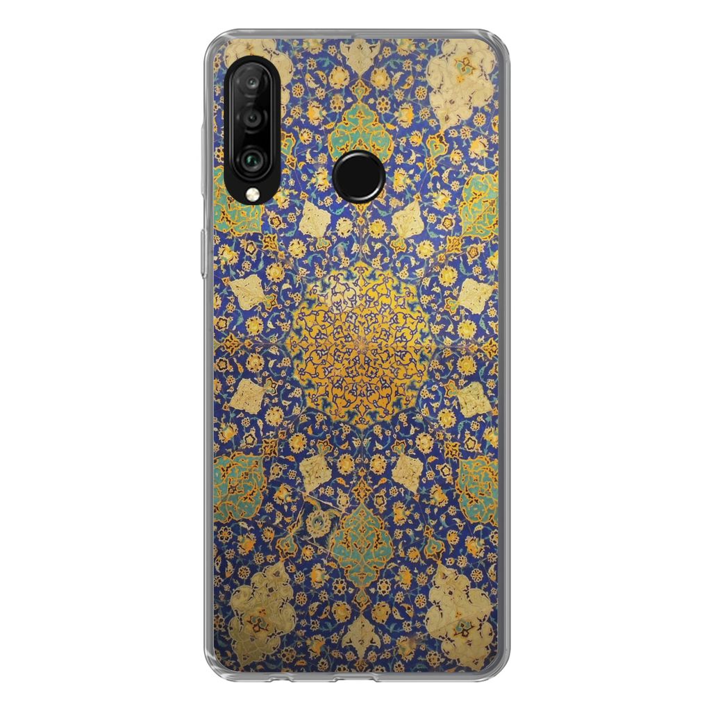 MuchoWow Handyhülle Schutzhülle Hülle für Huawei P30 Lite Kreis - Decke - Blau Silikon Softcase Handy Hülle - Handyhülle