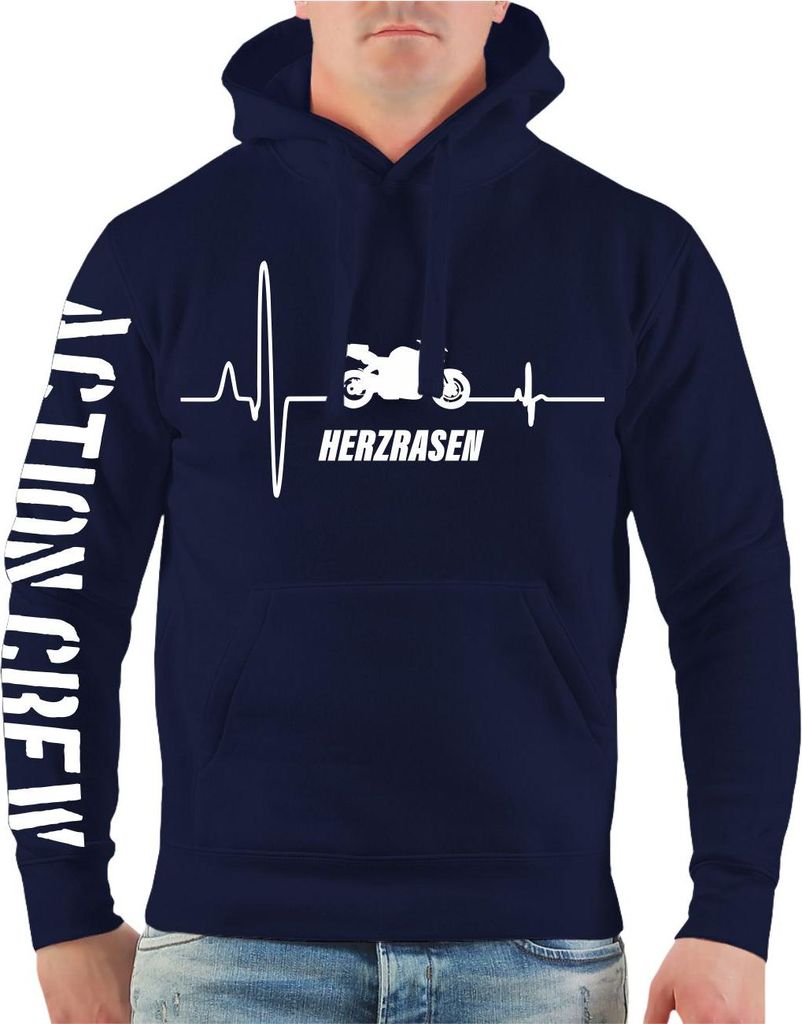 Herren Kapuzenpullover Herzrasen Motorrad Fighter