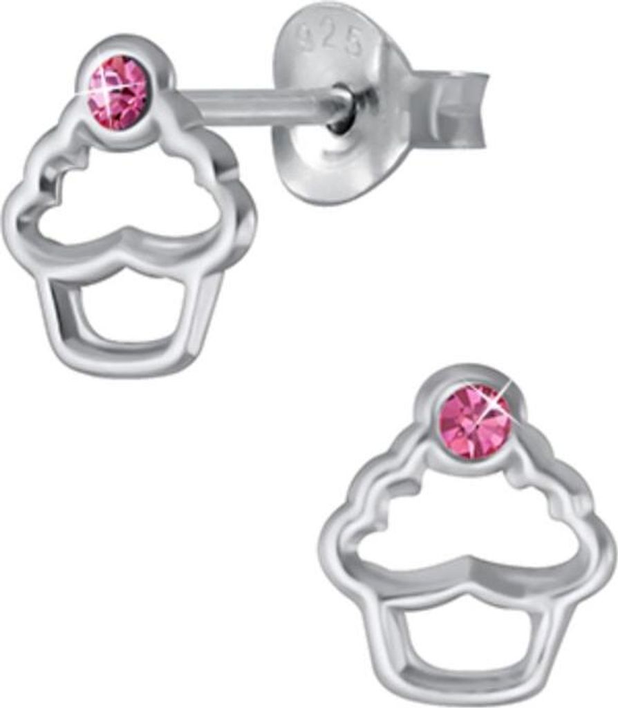 Kinder Ohrstecker „Cupcake“ 925 Silber Ohrringe für Mädchen Rosa