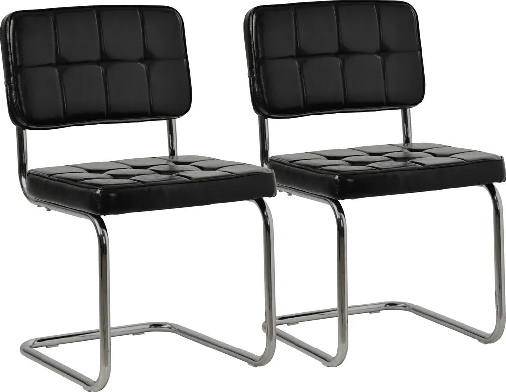 Lot de 2 chaises de salle à manger cantilever MARIA noires et modernes