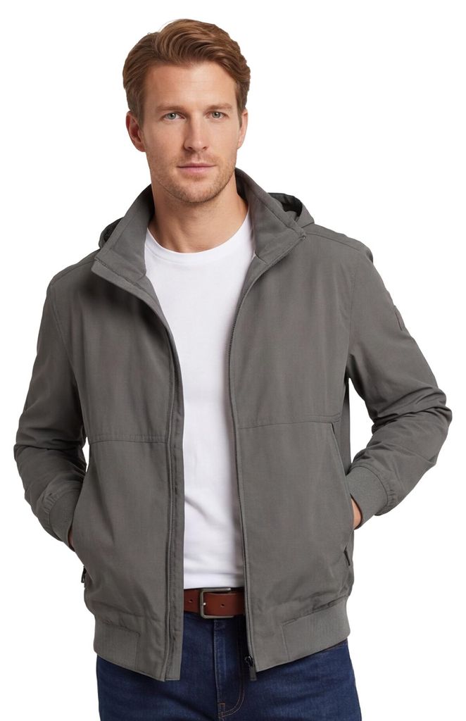Graue Sommerjacke Boss Orange Orki mit Kapuze