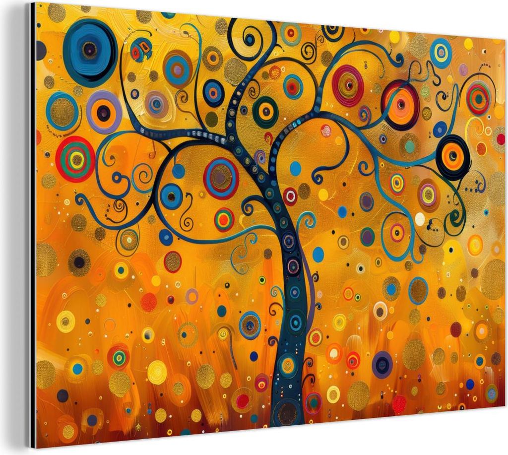 MuchoWow Wanddekoration Metall Metallbild Wandkunst 90x60 cm Abstrakt - Baum - Baum des Lebens - Modern MuchoWow Aluminium Gemälde - Wandbilder