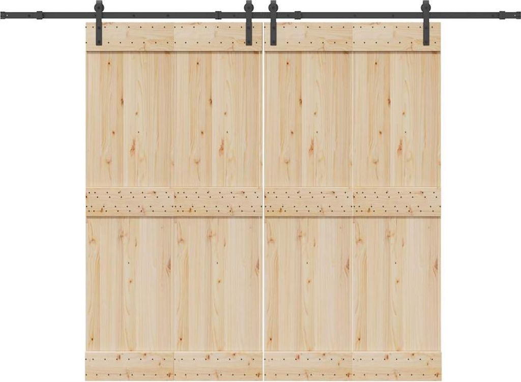 vidaXL Schiebetürbeschlag-Set 305 cm Stahl Schwarz Produktbild 