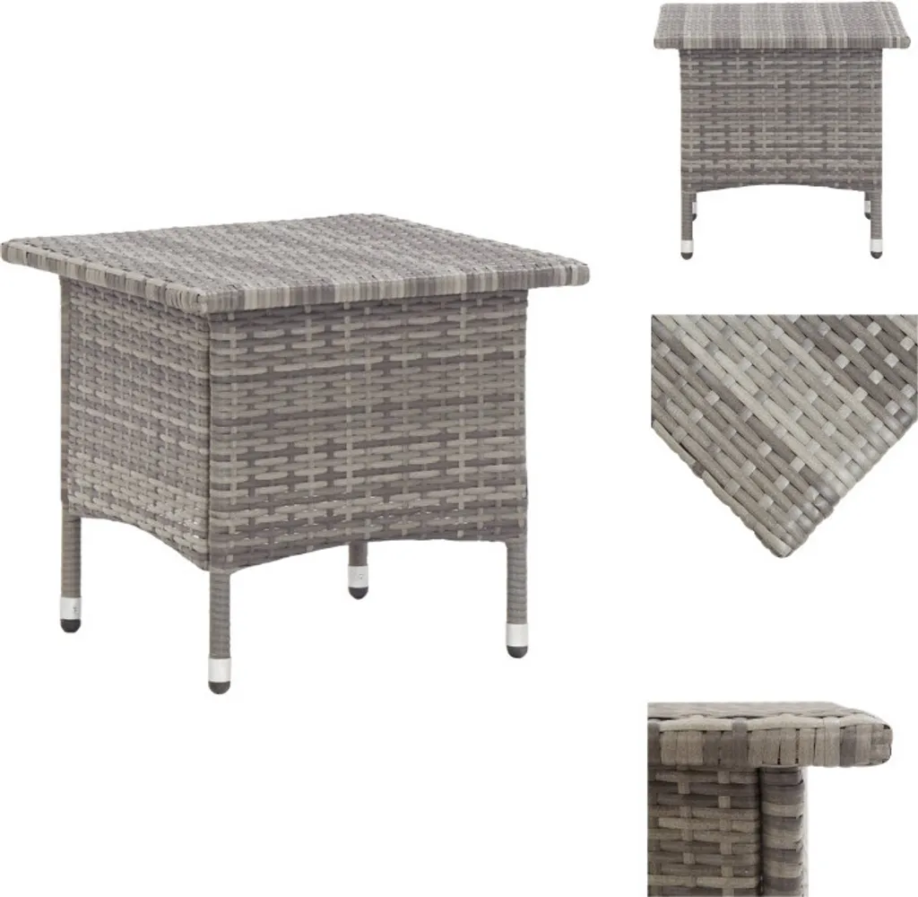 Table d'appoint extérieure en polyrotin gris résistante aux UV 50 cm