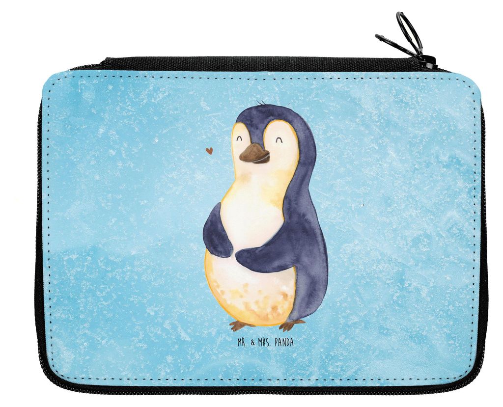 Mr. & Mrs. Panda Etui Pinguin Diät - Eisblau - Geschenk, Federmappe, Stiftemappe, Federmäppchen, Bauch, Selbstliebe, Abnehmen, Bleistiftetui, Fed...