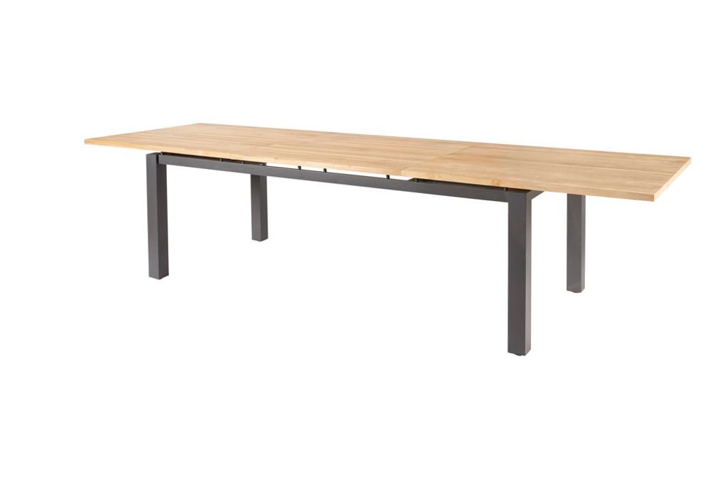 Diamond Garden Ausziehtisch PORTO 220/320 x 100 cm, Edelstahl Dunkelgrau / Recycled Teak