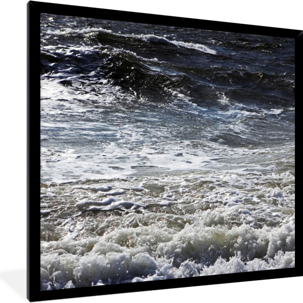 MuchoWow Gerahmtes Poster Nordsee - Wasser - Wellen 40x40 cm - Poster mit Schwarzem Bilderrahmen Wandposter Rahmen Foto Bilder - Mit Rahmen - Wan...