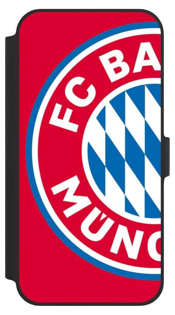 NIVOCASE Klapphülle für Apple iPhone 14 Plus Handyhülle aus Kunst Leder NIVOflip schwarz FC Bayern München FCB Offizielles Lizenzprodukt