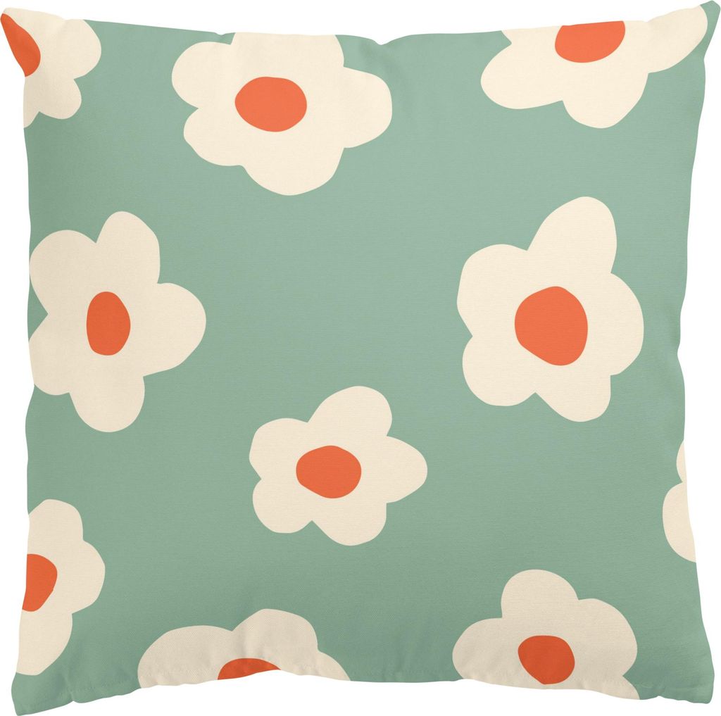 Dekokissen Muster drinnen / Indoor Zierkissen Canvas waschbar Blumenmuster türkis Pop Art Sofakissen mit Füllung