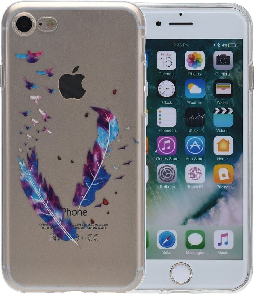 Henna Cover für Apple iPhone 7 Plus Case Schutz Hülle Silikon Federn Bunt