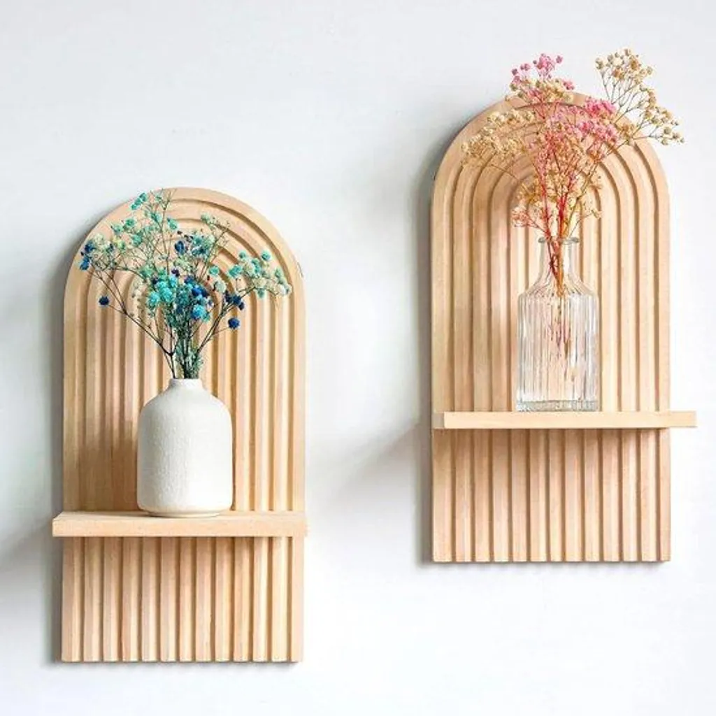 Étagères flottantes en bois bohème - Set de 2 supports muraux design