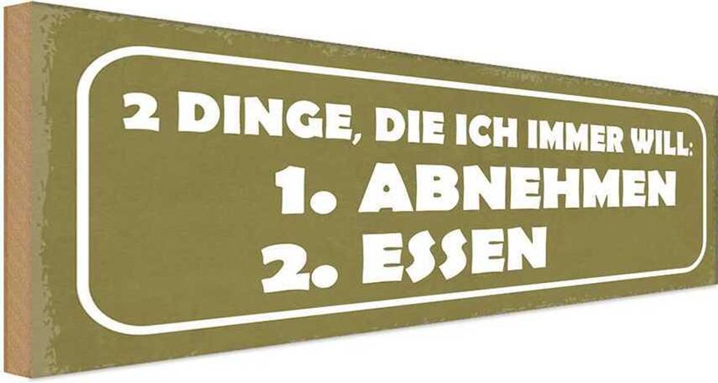 vianmo Holzschild 10x27 cm 2 Dinge 1. abnehmen 2. essen Dekoration