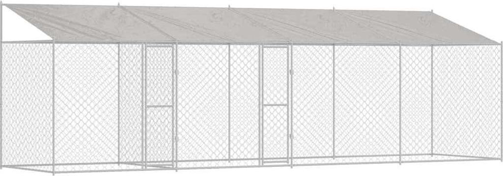vidaXL Hundekäfig mit Dach Silber 800 x 200 x 256 cm Stahl und PE
