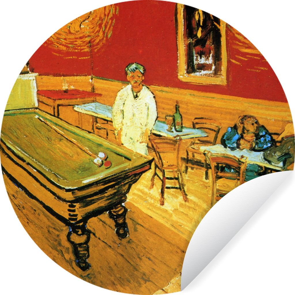MuchoWow Runde Wandtattoo - Wandsticker Tapete Aufkleber Das Nachtcafé - Gemälde von Vincent van Gogh Ø 30 cm Selbstklebend und Repositionierb...