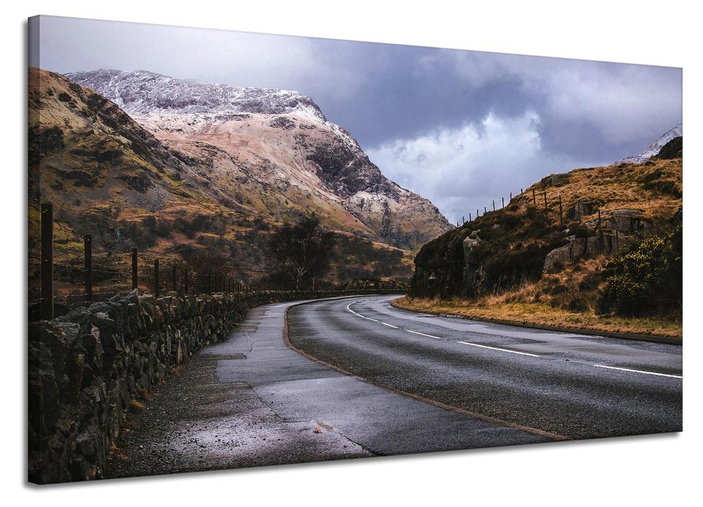 Leinwanddruck Naturstraße durch die Berge 120x70 cm