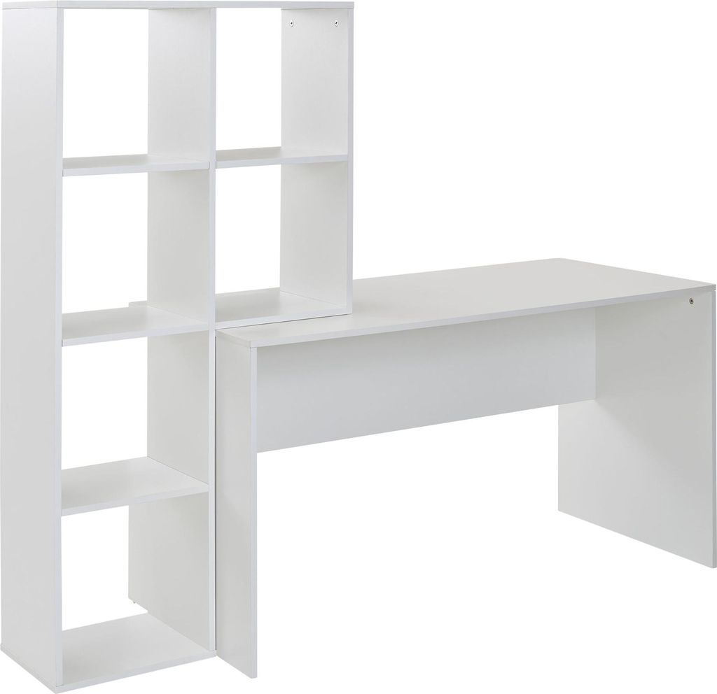 WOHNLING Schreibtisch mit Regal Weiß 170x59x143,5 cm Produktbild 