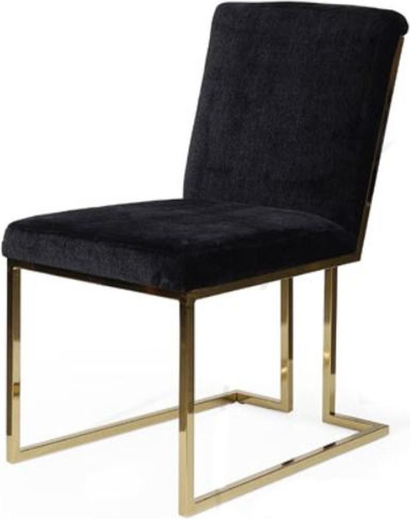 Schwarzer Edelstahlstuhl Metallstuhl Esszimmer Designer Polster Stühle