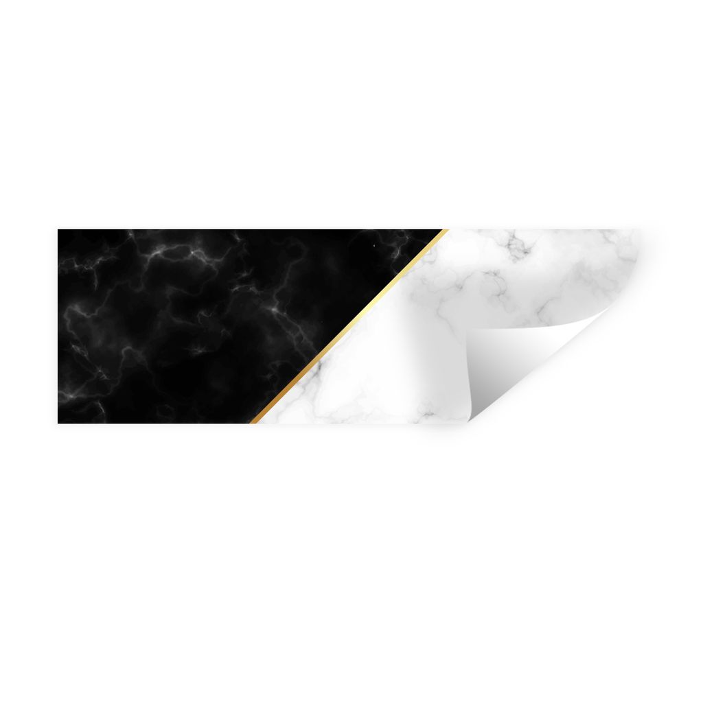 MuchoWow Wandtattoo Wandsticker Wandaufkleber Marmor - Weiß - Schwarz - Gold 90x30 cm Selbstklebend und Repositionierbar - Selbstklebend - Fotot...