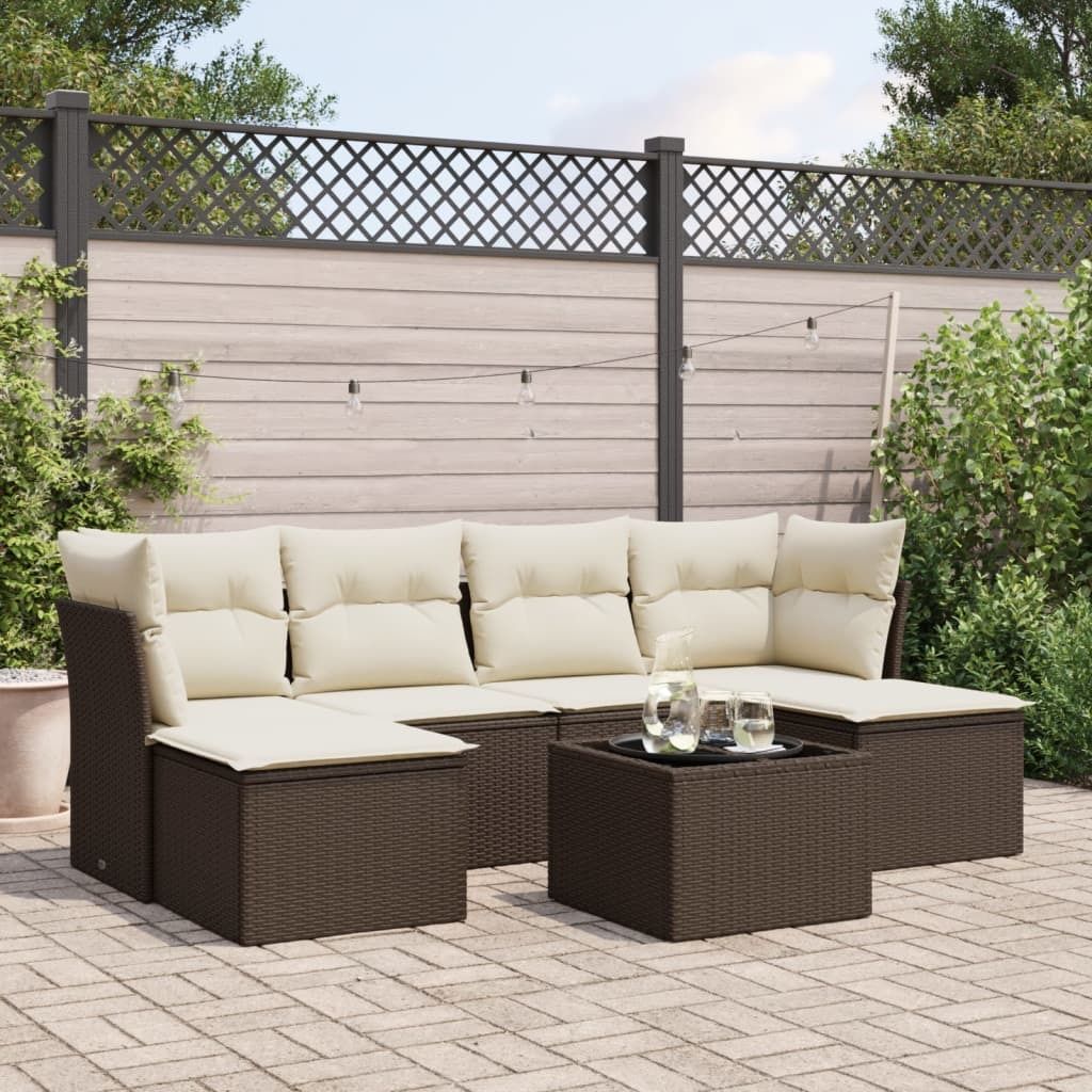 Maison Exclusive - 7-tlg. Garten-Sofagarnitur mit Kissen Braun Poly Rattan