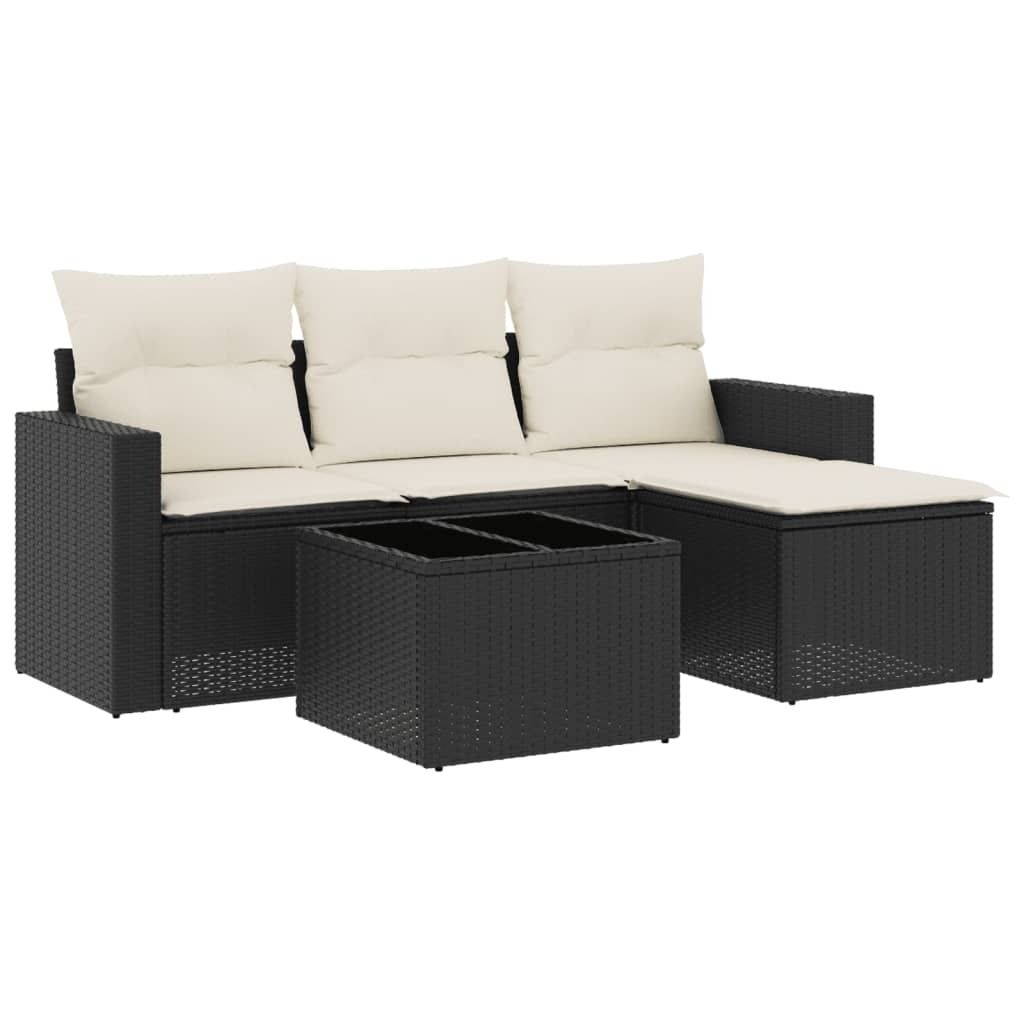 "2026 MODERNE" 5-tlg. Garten-Lounge-Set - elegantes Design - Sitzgruppe/Gartengarnitur - mit Kissen Schwarz Poly Rattan - Terassenmöbel NeuMöbel2...
