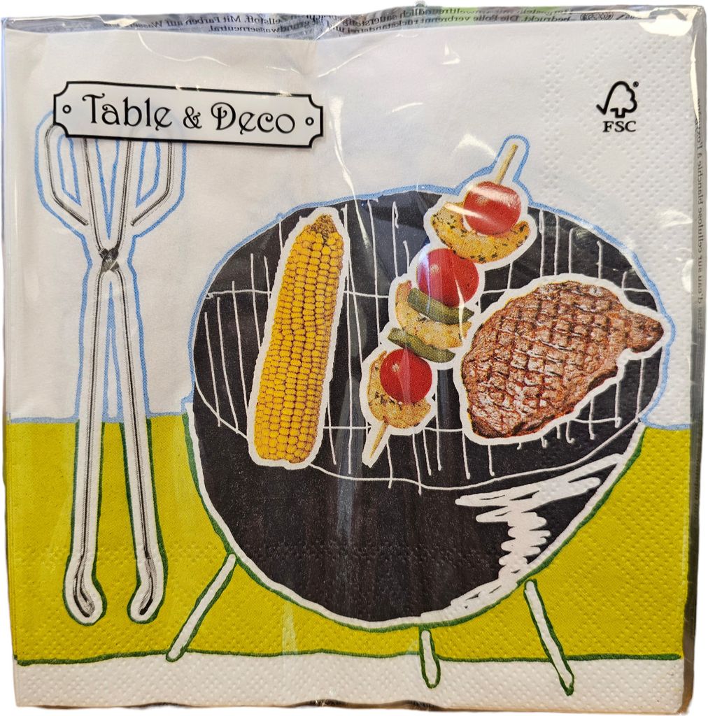 Table & Deco Serviette zum Grillen Barbecue 33x33cm, 20er Pack, 3-lagig (FSC)