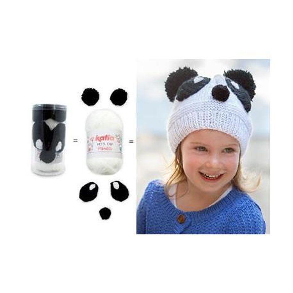 Katia Kid's Cap Panda - Witzige Pandamütze für Kinder in weiß (Farbe 91)