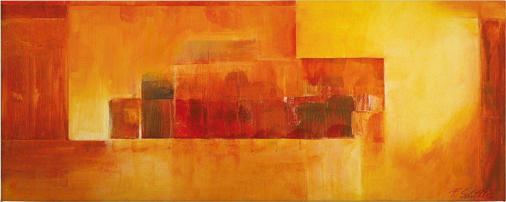 Leinwandbild Kunst 40 x 100 cm - Wandbild Orange - Keilrahmen Retro Wohnzimmerdeko Wanddeko Wandgemälde