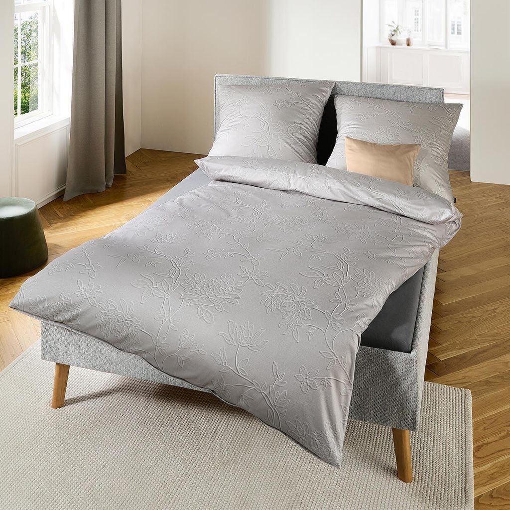 Fleuresse Interlock Jersey Bettwäsche Black Premium Funchal grau 135x200 cm + 80x80 cm