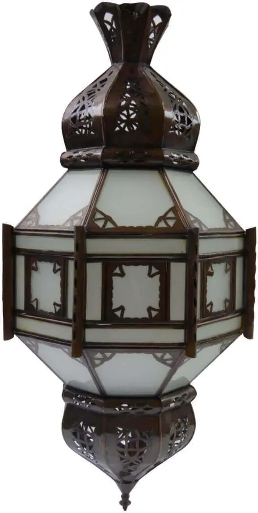 Suspension Lanterne Palais Temple 60 cm - Lustre Marocain Blanc Artisanal