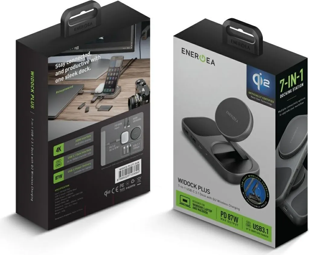 Dock USB-C Energea avec Chargeur Qi2 7-en-1 WiDock Plus Graphite Pro - 5