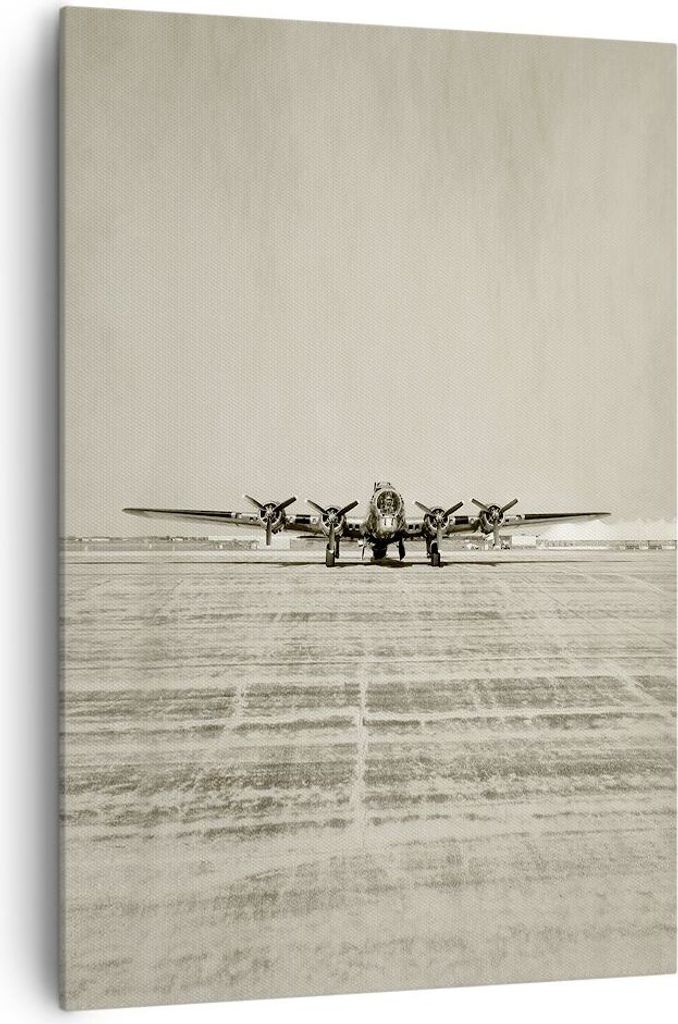 Bild auf Leinwand - Leinwandbild - Einteilig - Flugzeug alt Bomber - 70x100cm - Wand Bild - Wanddeko - Wandbilder - Leinwanddruck - Wanddekoration ...