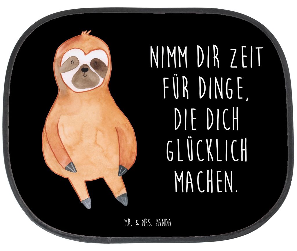 Mr. & Mrs. Panda Sonnenschutz Fenster Auto Faultier Zufrieden - Schwarz - Geschenk, Pause, Sonnenblende, Autoscheiben, Happy, saugnapf, faul, Ruhe,...