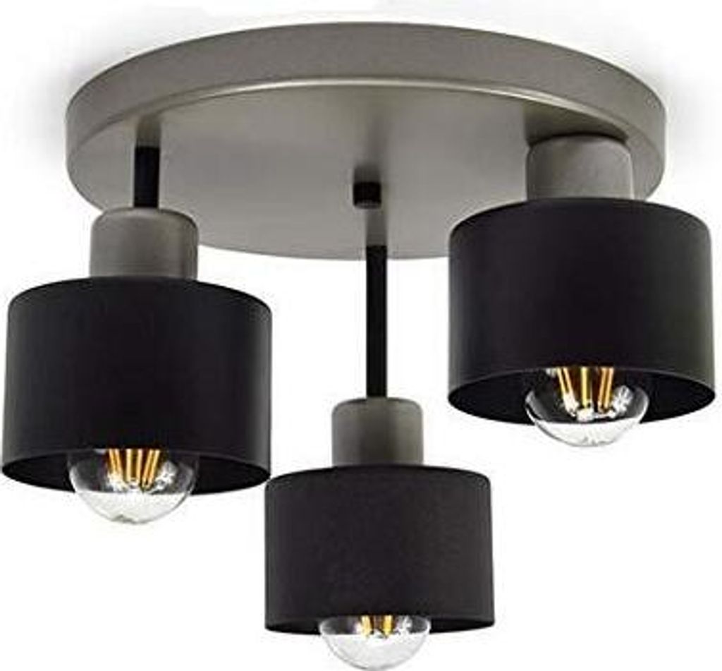 Deckenlampe | Schwarz Kupfer | 3-flammig | Lampe 3 x E27 | 230V | Retro Design | 382-e3 Skandi (Grau)