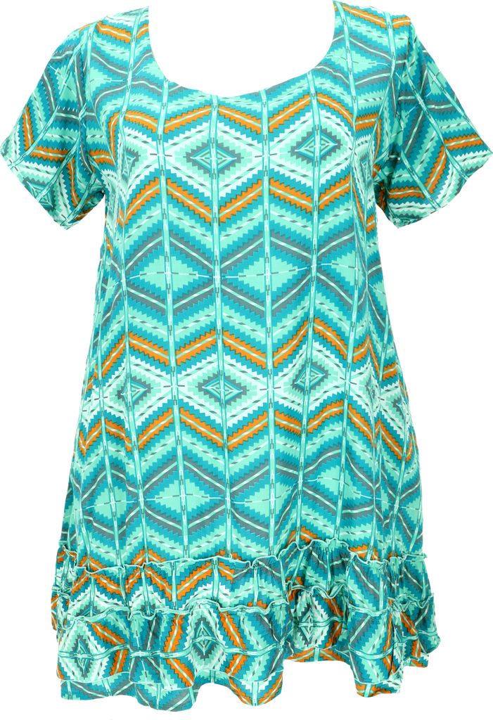 Boho Strandkleid, Minikleid - Türkis, Damen, Viskose, Kleider