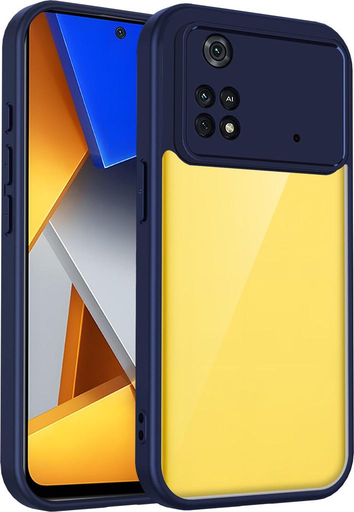 Hülle für Xiaomi Poco M4 Pro 4G Transparente Rückseite TPU Bumper Stoßfest Handyhülle Blau