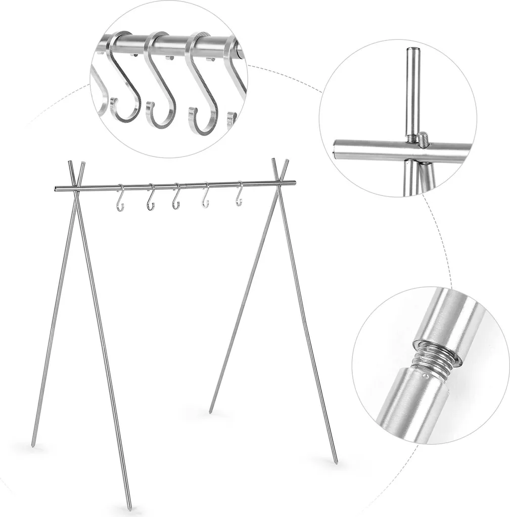 Support de camping stable anti-renversement pour casseroles en inox