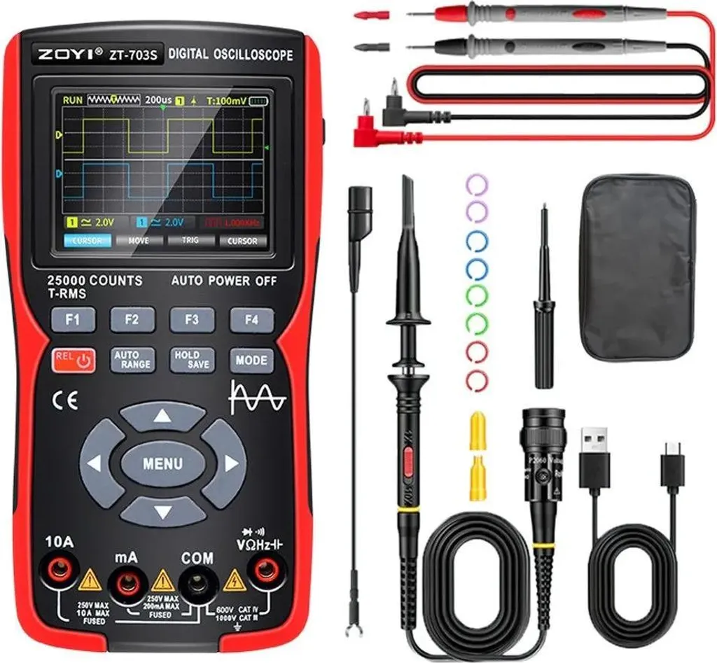 Multimètre 3 en 1 ZT703S Oscilloscope 2 Voies 50MHz Gris Foncé Haute Précision