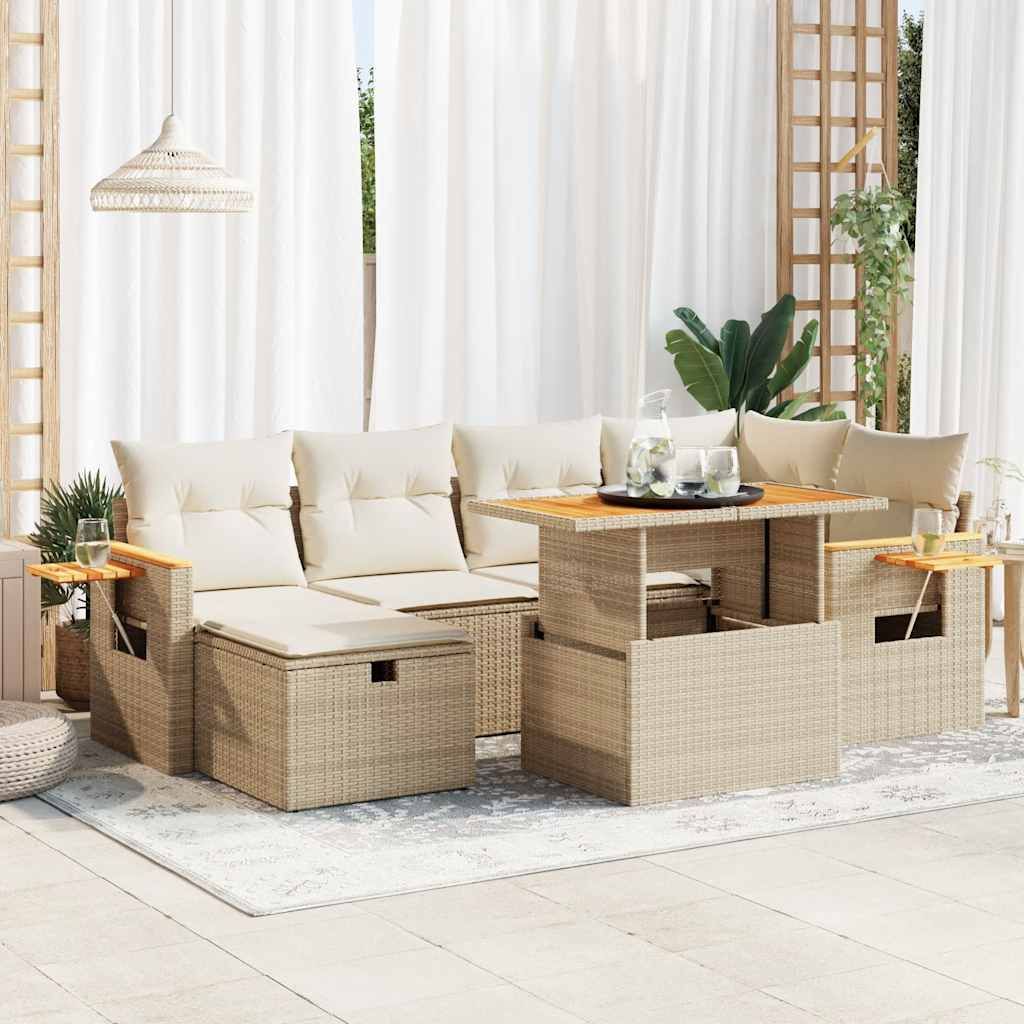 Maison Exclusive - 8-tlg. Garten-Sofagarnitur mit Kissen Beige Poly Rattan