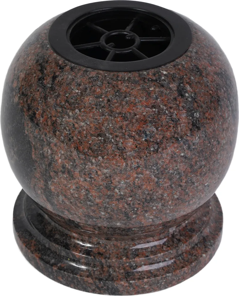 Vase funéraire boule granit Aurora haute résistance - Finition polie