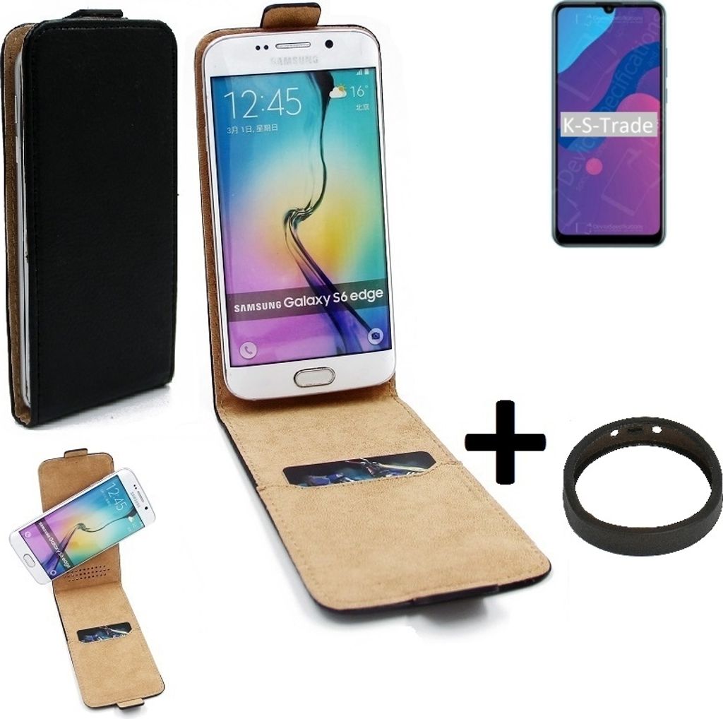 K-S-Trade TOP SET Handyhülle kompatibel mit Huawei Honor Play 9A 360° Flipstyle Schutzhülle Smartphone Tasche schwarz + TPU Bumper, Case Hülle