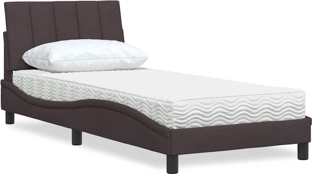 Bett mit Matratze "Hanko" Dunkelbraun 90x200 cm Stoff