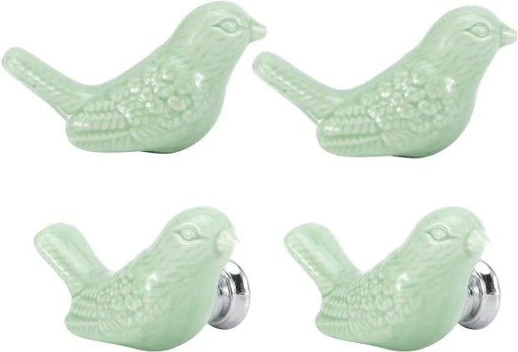 Poignée de Tiroir Oiseau Vert en Céramique - Déco pour Chambre et Salon