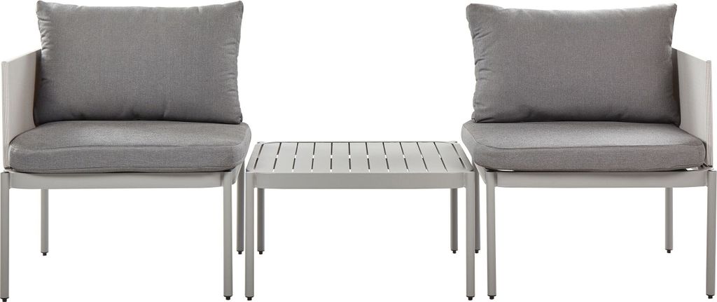 BELIANI Lounge-Set Hellgrau Aluminium Modular 3-teilig Stapelbar 2-Sitzer mit Couchtisch und Auflagen Modern Terrasse Garten Outdoor Möbel Ausstat...
